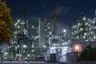 Factory Night Scene with Autumn Foliage
